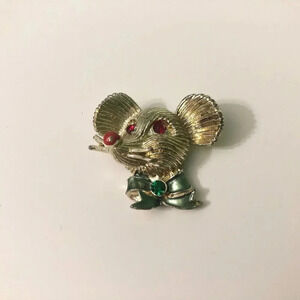 Vintage Hollywood  Mouse Head Pin Brooch